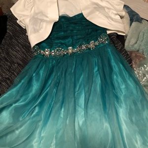 Green emerald size 9/10 girls w/crop cardigan